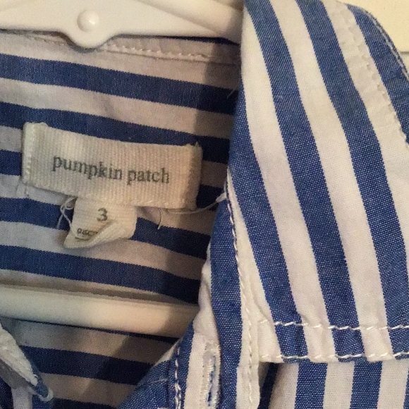 Pumpkin patch blue stripped button up shirt - Picture 3 of 5